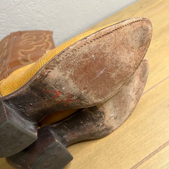 Nocona USA Cowboy‎ Boots Mens 11 C Brown Tan Western Leather Vintage main image 14